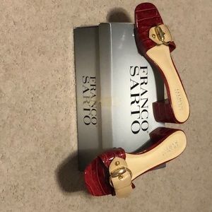 Gently worn beautiful red slide sandals